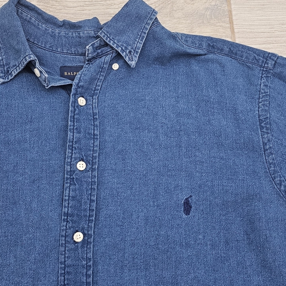 Polo Ralph Lauren Men's Classic Denim Button-Down Shirt - Medium Wash - Size LT